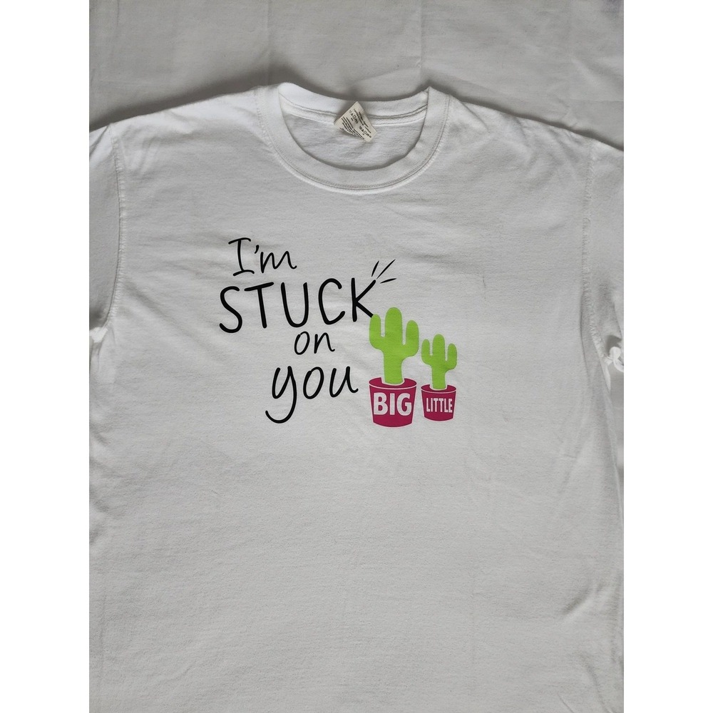 Comfort Colors Unisex I'm Stuck On You Big Little Cactus White T-Shirt Medium - Picture 4 of 8